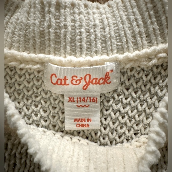 Cat & Jack Gray and Cream Sweater Dress- size Girls XL(14/16) - Picture 7 of 8